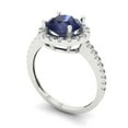 thumbnail image 2 of 1.8 ct Round Cut Simulated Blue Sapphire with Simulated Diamond Halo Accents 14K White Gold Womens Engagement Ring, 2 of 5