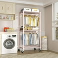 thumbnail image 5 of P1 Medium Heavy-Duty Portable Closet, 30" W x 14" D x 76" H, Metal Rolling Clothing Rack, Pink, 5 of 14
