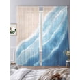 thumbnail image 3 of Summer Blue Beach Wave Sheer Curtains 2 Panels Set Coastal Nautical Watercolor Gradient Ocean Sea Sheer Window Curtains Light Filtering Rod Pocket Voile Drapes for Bedroom Living Room 52"X108", 3 of 8