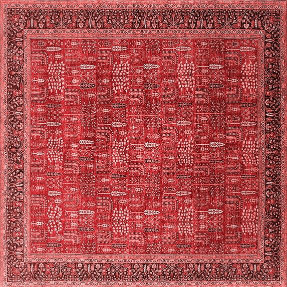 Ahgly Company Indoor Square Oriental Red Industrial Area Rugs, 5' Square