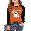 thumbnail image 2 of Grblisyd Halloween Girls Raglan Long Sleeve T Shirts Kids Fall Tops Crewneck Ghost Print Tees 10-12Y, 2 of 6