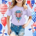 thumbnail image 2 of MIXUE Toddler Girls Tops & T-Shirts Summer Fourth Of July Independence Day Ice Cream Print Round Neck Short Sleeve Casual Party Tshirts Holiday Wear,Purple,3-4 Years, 2 of 4