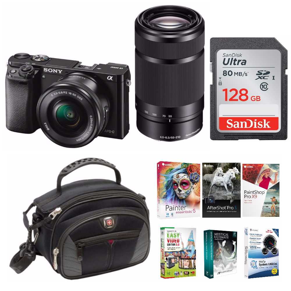 Sony a6000 Two Lens Kit with Photography Enthusiast Bundle Walmart