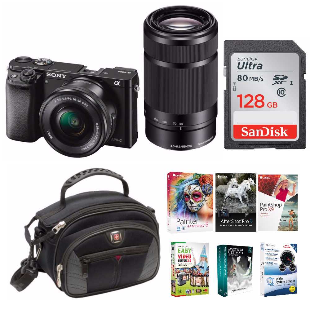 Sony a6000 Two Lens Kit with Photography Enthusiast Bundle Walmart
