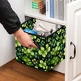 thumbnail image 5 of FeBohao Storage Bins Boxes Fabric Leather Handle Large Capacity Foldable Sock Closet Utility Pattern Magazine Cubby Kids Bathroom Totes Houseware Multicolor Organizer Basket Clovers, 5 of 6