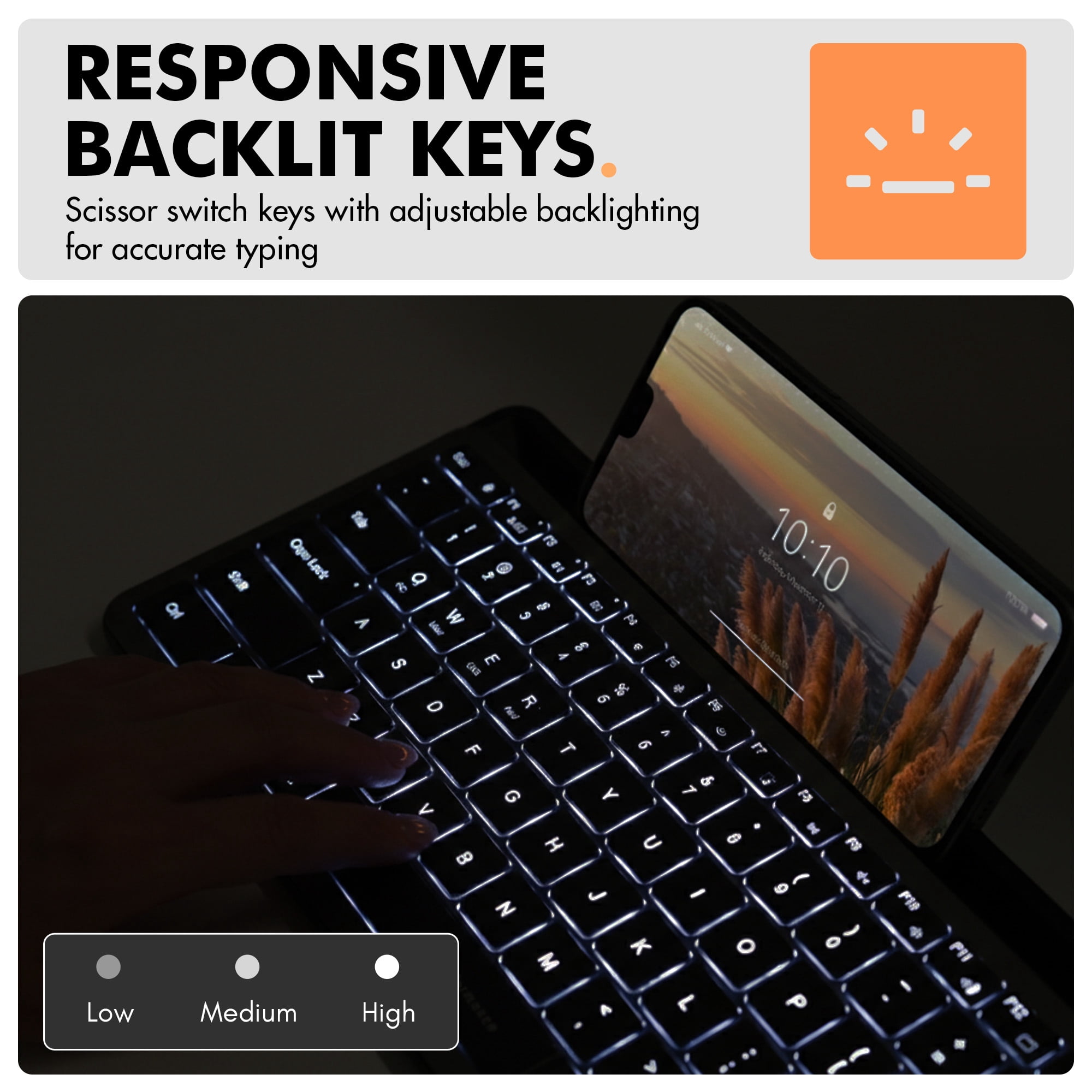 X9 Performance Small Wireless Keyboard with Dock - (BT + 2.4Ghz) - Ready for Travel - Compact Bluetooth Keyboard for Tablet, Phone, Office - Backlit, Portable, Multi-Device - PC, Mac, iPad, Android