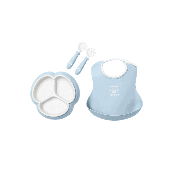 BabyBjorn Mealtime Set, 4-Piece, Non-Slip, Powder Blue