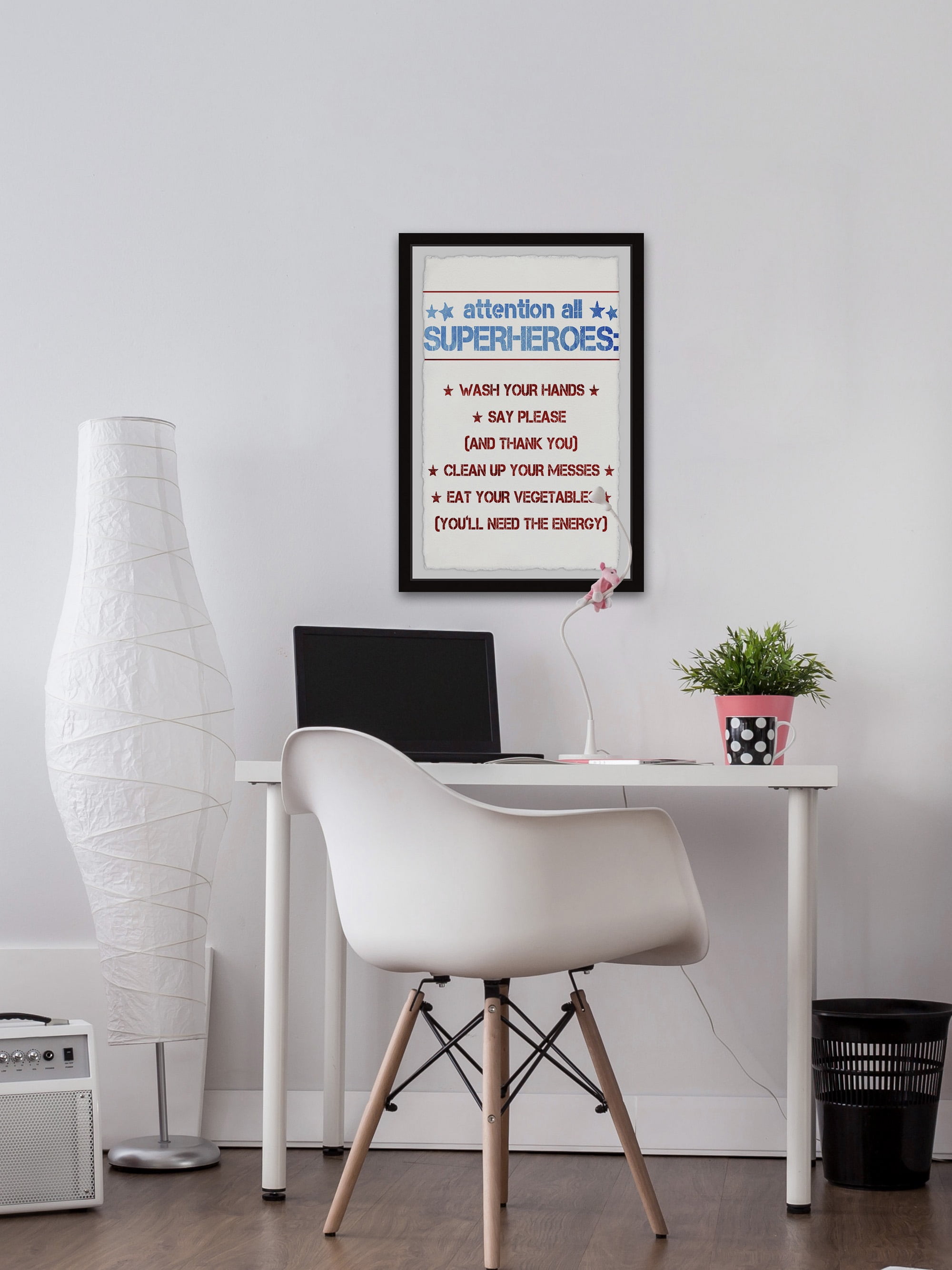 Marmont Hill Superhero House Rules Framed Wall Art, 16.00" x 1.50"