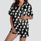thumbnail image 1 of MKLEKYY Pijama Corto De Dos Piezas Para Mujer, Conjunto De Pantalones Cortos De Manga Corta Con Cuello En V, 1 of 4