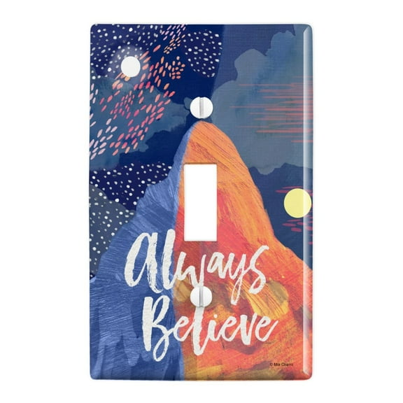 Always Believe Mountain Inspirational Plastic Wall Decor Toggle Light Switch Plate Cover