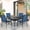 Four Blue chairs+Table, variant on SUNCROWN 7-Piece Outdoor Patio Dining Set with Metal Steel Square Table with 1.57" Umbrella Hole, Textilene Chairs for 6-Person,(Black)