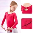 thumbnail image 2 of Kaemgyyd 2-15 Years Toddler Girls Bodysuit Long Sleeve V Neck Slim Bodycon Romper Kids Solid Color Backless One-Piece Outfits Dancewear, 2 of 5