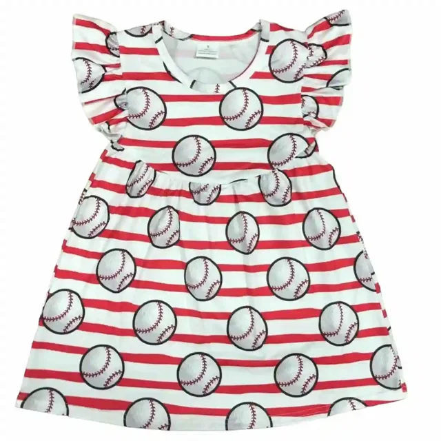 Robe de Baseball en Coton pour Bébés et Tout-Petites Filles, Robe de Sport