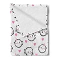 thumbnail image 2 of Narwhal Soft Flannel Fleece Throw Blanket, Heart Background Doodle Style Whales Ocean Mammals Childrens Cartoon, Cozy Plush for Indoor and Outdoor Use, 50" x 70", Pink Black White, by Ambesonne, 2 of 5