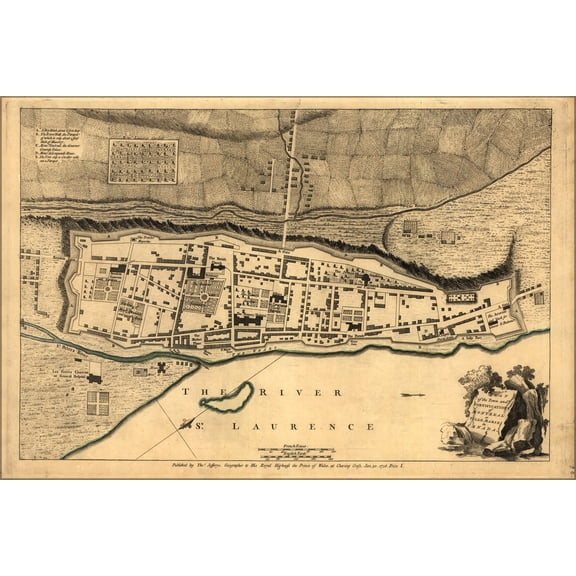 24"x36" Gallery Poster, map of fortifications of Montreal Canada 1768