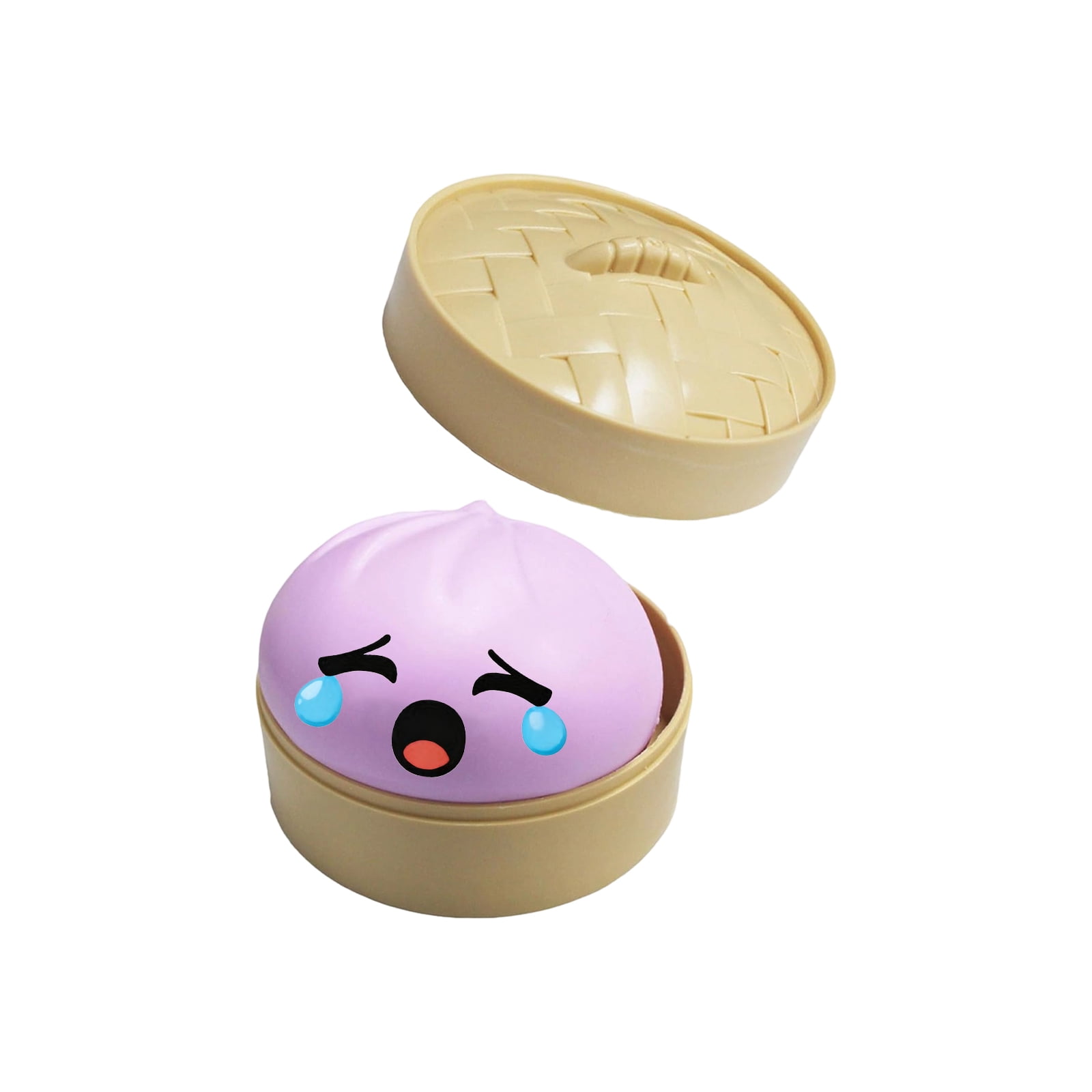 Glitter Colorful Dumpling Squishy, Cute Squishy Dumpling Large with Steamer, Squishy Dumpling Doll with Cute Expressions, Silicone Bun Sensory Fidget Dolls, Hand Pinching Decompression Dolls