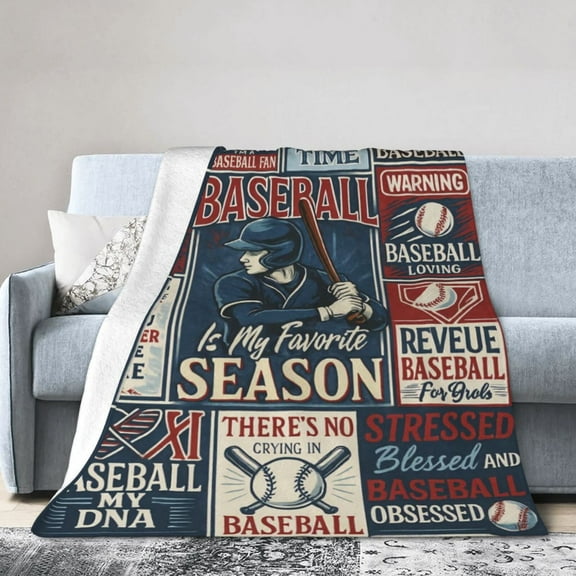Baseball Gifts,Sports Stuff For Men, Sports Players Flannel Blanket for Adults – Cozy Throw for Sofa Bed or Office Use for All Seasons 50x40