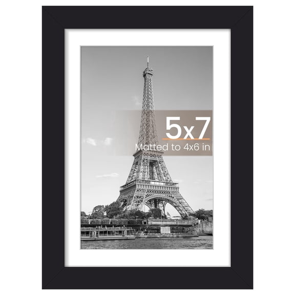 Yileqi 5x7 Picture Frame, Display Pictures 4x6 with Mat or 5 x 7 Without, Wall Hanging Photo Frames, Black, 1 Pack