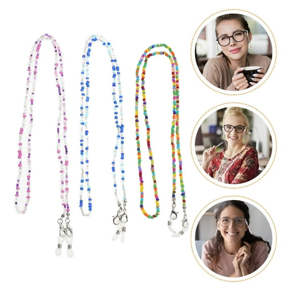HONITANO 3 Pcs Colorful Glass Beads Glasses Lanyard Eyeglass Holder Necklace For Women And Girls 27 51X0 79X0 39In