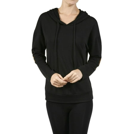 - Women Long Sleeve French Terry Hooded Sweatshirt Top