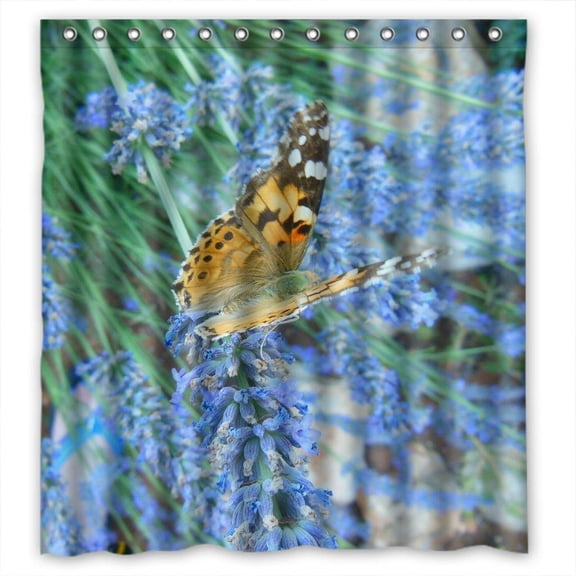 Ganma Butterfly Shower Curtain Polyester Fabric Bathroom Shower Curtain 66x72 inches