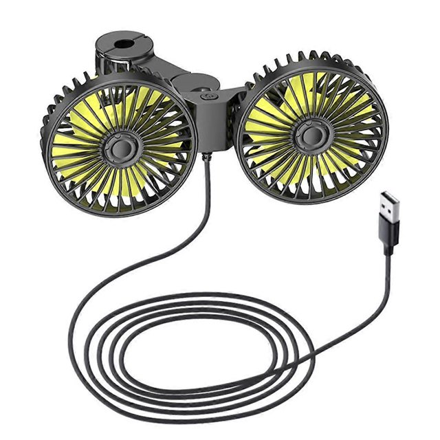 USB Car Cooling Fans for Backseat, Dual Head Car Fan for Kids 3 Speeds 360 Rotatable Vehicle Rear Headrest Fans