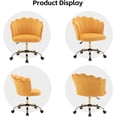 thumbnail image 6 of Swivel Office Chair, Modern Home Office Desk Chair, Velvet Shell Back Vanity Chair with Golden Metal Base, Height Adjustable Upholstered Cute Task Chair, Mustard, 6 of 14