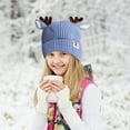thumbnail image 2 of UngA Baby Beanie Hat Cute Antlers Reindeer Crochet Knitted Hat Winter Warm Cap for Toddler Boys Girls (Blue,0-24 Months), 2 of 7