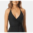 thumbnail image 3 of Vince Camuto Women's V Neck Wrap Tie One Piece Swimsuit Black Size 14, 3 of 4