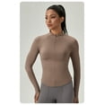thumbnail image 2 of Women Tight Yoga Zipper Jacket Sports Long Sleeve Quick Dry Running Fitness Tops, 2 of 5