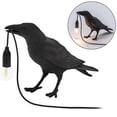 thumbnail image 1 of Lámpara de pájaro de resina, luz Led de cuervo, lámpara de pared para dormitorio, lámpara de mesa, decoración artística para sala de estar (negro #1), 1 of 5