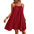 thumbnail image 2 of Aimik Women's Summer Sleeveless Cotton Suspender Dress Solid Color Spaghetti Strap Backles Versatile Dress Loose Casual Dress, 2 of 6