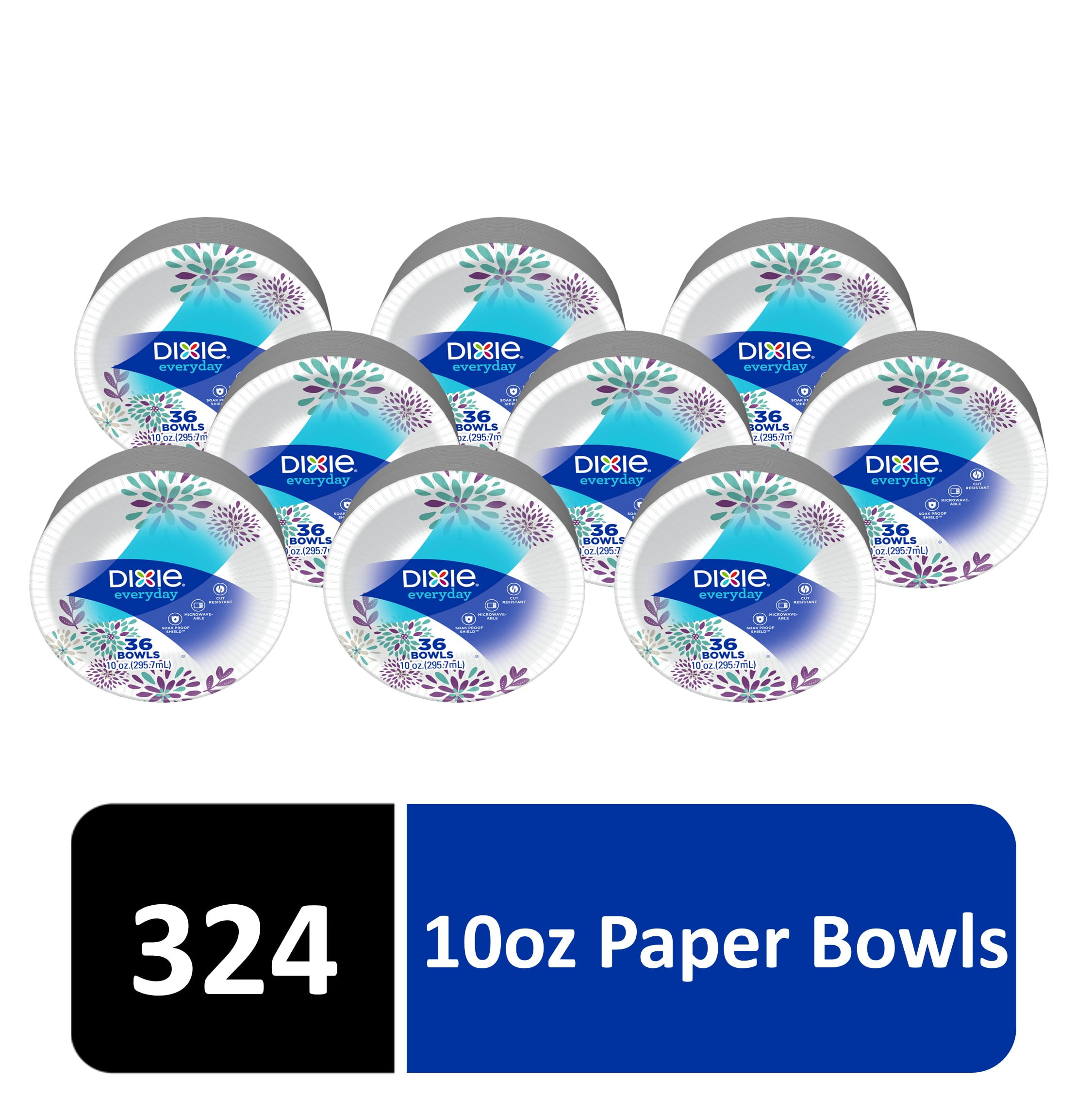 9 Packs of 36 Bowls Dixie Everyday Paper Bowls 10 Ounces 324 Count
