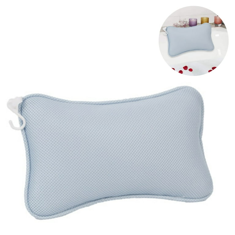 Bath Pillow with 2 Suction Cups Neck Pillow Made of Polyester Quick Drying Easy Cleaning Comfort Bath Pillow