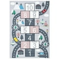 thumbnail image 4 of SAFAVIEH Kids Playhouse City Hopscotch Machine Washable Area Rug, Grey/Pink, 3'3" x 3'3" Round, 4 of 4