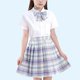 thumbnail image 2 of Odeerbi Niñas 3 Piezas Preppy Vestido de Manga Corta Camisa de Vestido y Falda Plisada Cuadrado Conjunto Uniforme Escolar Con Corbata, 2 of 3