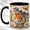 Black, variant on Rainy Robin Coffee Mug, Daisy Umbrella Mug, Ceramic 11 oz