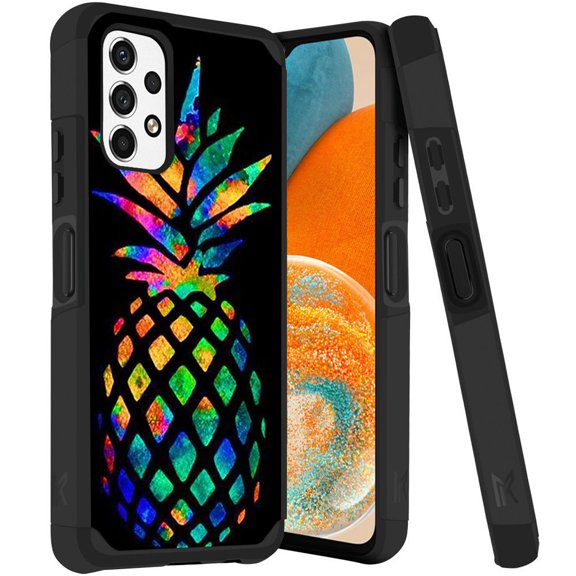 ANJ  Rugged Dual Layered Shockproof Slim Hybrid Case   Tempered Glass Cover Compatible with Samsung Galaxy A23 5G - Abstract Pineapple