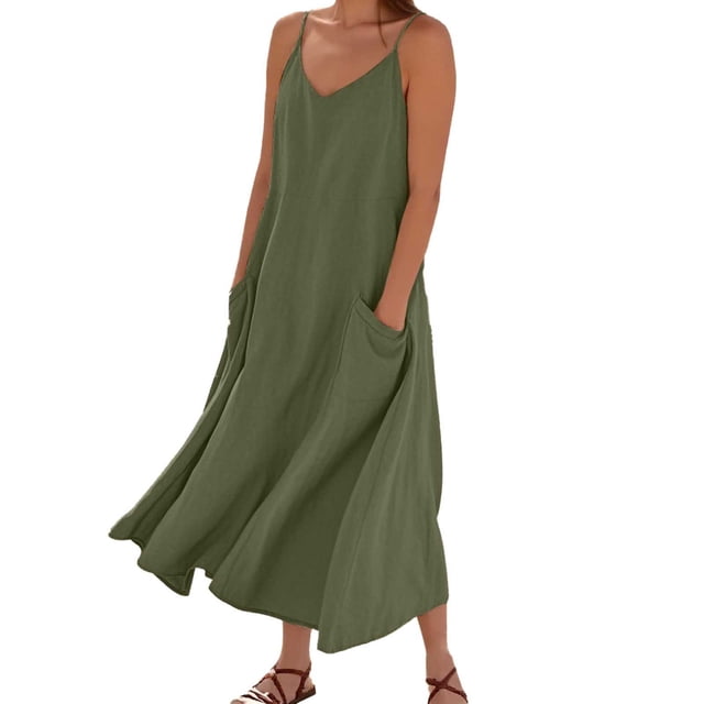 Vestido informal holgado liso con colgante para mujer - Poliéster spandex, estilo elegante, S-XXXL