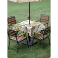 thumbnail image 3 of Beige Easter Bunny Outdoor Tablecloth - 54x54 Inch Square Dining Table Cover, Spring Easter Eggs Floral Wooden Waterproof Outdoor Table Cloth with Umbrella Hole & Zipper for Picnic/Patio/Party, 3 of 7
