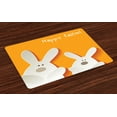 thumbnail image 1 of Ambesonne Easter Place Mats Set of 4, Happy Easter Bunnies, Standard Size, Orange Coconut Brown, 1 of 4