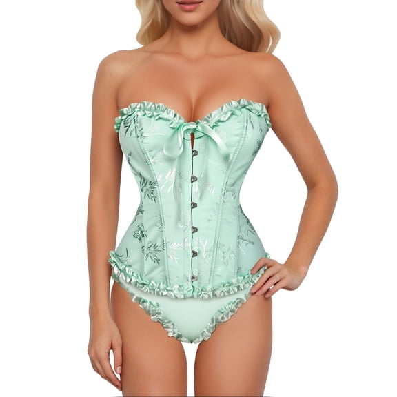 Elegant Lace Corset For Waist And Bust Support Shapewear For And Sculpting Alluring For Everyday Confidence And Style,Color:Light Green