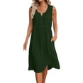 thumbnail image 3 of Bxsruta Women's Sleeveless V Neck Midi Dress A Line Swing with Pockets High Waist Pull on Soft Breathable Wrinkle Free Casual Bohemian Summer Flowy Beach Vacation, 3 of 8
