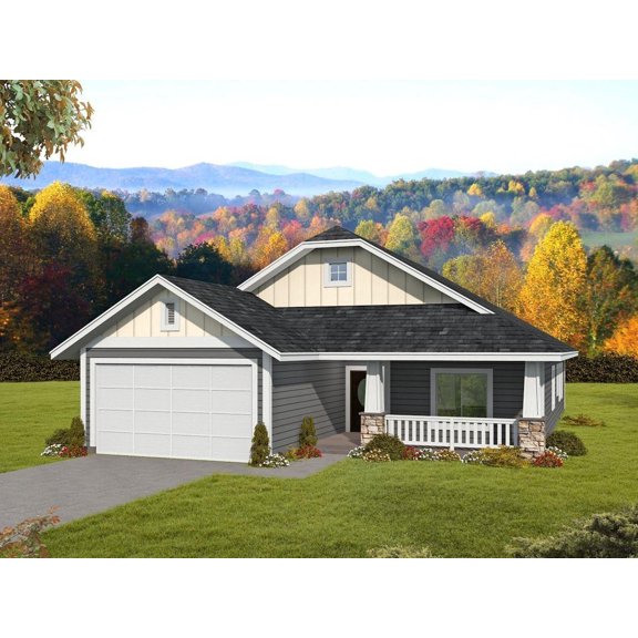 001-3662: Bungalow Ranch 3 Bed, 2 Bath Luxury Home Plan, 1500 Sq Ft: Full Blueprints with License to Build by Home Plan Marketplace - Lesuto