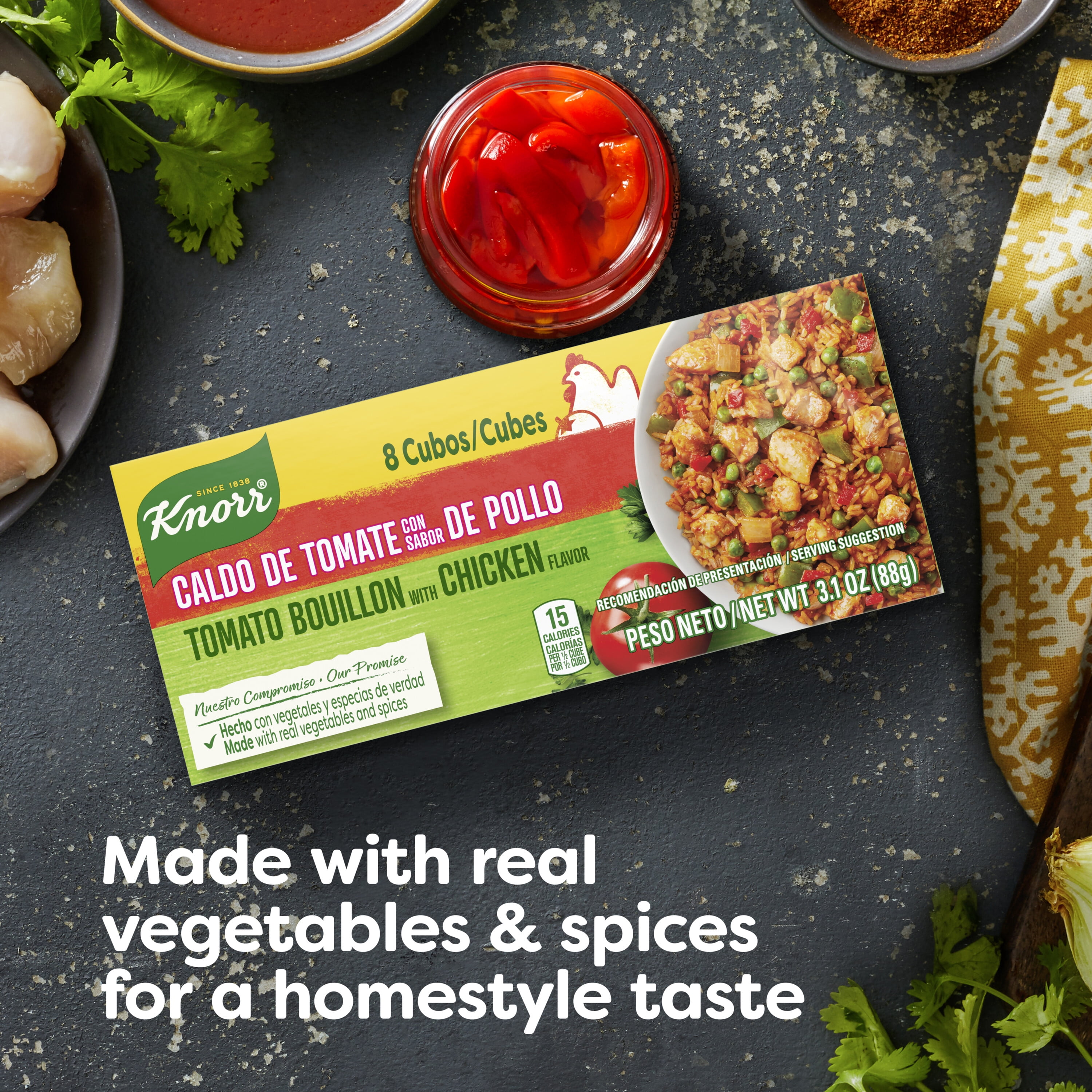 (24 pack) Knorr Tomato with Chicken Flavor Bouillon Cubes, 3.1 oz 8 Pack