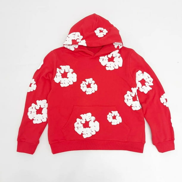 Men's High Street Hip Hop Flower Sports Denim Hoodie - E / S