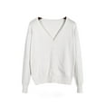 thumbnail image 1 of Innerwin Cardigan Sweater V Neck Ladies Coat Fall Solid Color Loose Outwear White 3XL, 1 of 3