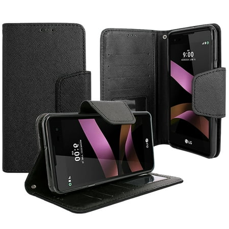 LG Tribute HD / X Style / Volt 3 / LS676 Magnetic flap Streak Leather Wallet Pouch Case Cover