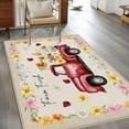 thumbnail image 4 of Area Rug for Living Room, Farmhouse Flowers Non-Slip Indoor Large Carpet for Bedroom/Dining Room, Botanical Floral Ladybirds Truck Washable Low-Profile Rectangle Floor Mat Runner Rugs - 3 x 5 Ft, 4 of 7