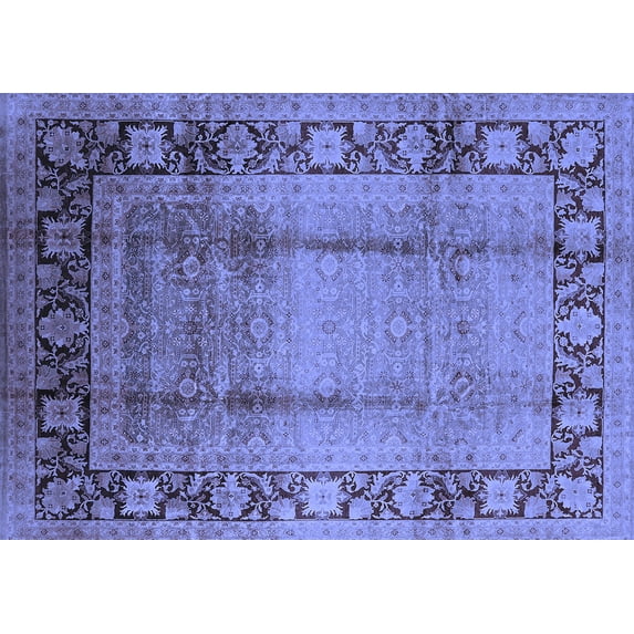 Ahgly Company Machine Washable Indoor Rectangle Oriental Blue Industrial Area Rugs, 7' x 9'